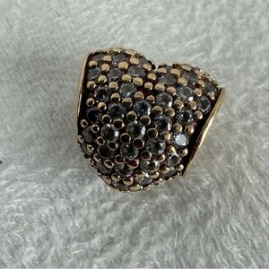 Retired Pandora 14K Gold Pave Heart Spacer Charm CZ Cubic Zirconia Charm ALE 585
